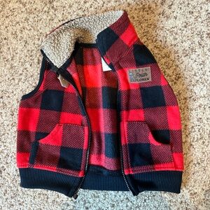 0-3 Month Red and Black Plaid Vest